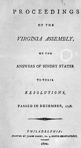 Proceedings of the Virginia Assembly, on the answers of sundry states to their resolutions, passed in December, 1798