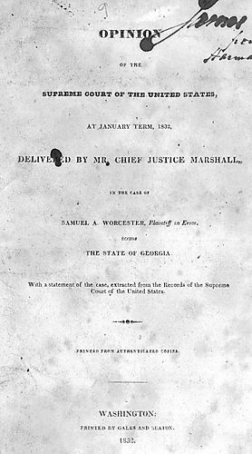 Opinion of the Supreme Court of the United States, at January term, 1832, delivered by Mr. Chief Justice Marshall