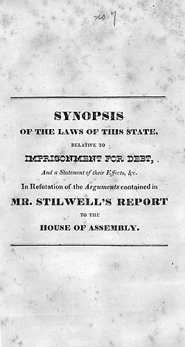 Synopsis of the laws of this state relative to imprisonment for debt