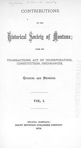 Contributions to the Historical Society of Montana