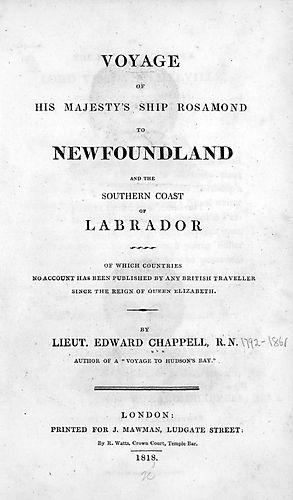 Voyage of His Majesty's ship Rosamond to Newfoundland and the southern coast of Labrador