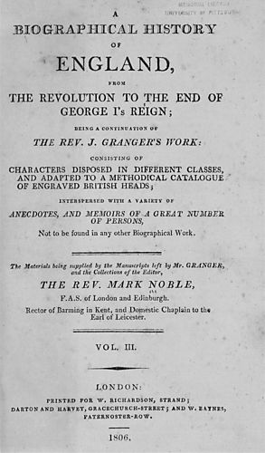biographical history of England, from the revolution to the end of George I's reign
