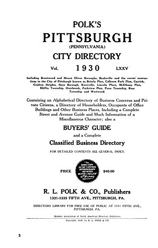 Polk's Pittsburgh (Pennsylvania) city directory