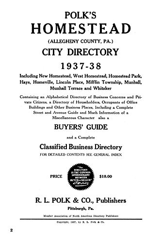 Polk's Homestead (Allegheny County, Pa.) city directory