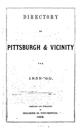 Directory of Pittsburgh & vicinity for