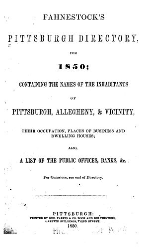 Fahnestock's Pittsburgh directory for 1850