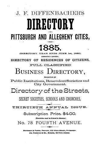 J.F. Diffenbacher's directory of Pittsburgh and Allegheny cities