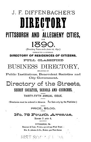 J.F. Diffenbacher's directory of Pittsburgh and Allegheny cities