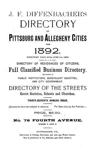 J.F. Diffenbacher's directory of Pittsburgh and Allegheny cities