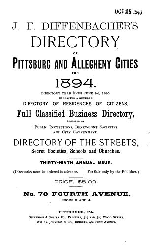 J.F. Diffenbacher's directory of Pittsburgh and Allegheny cities