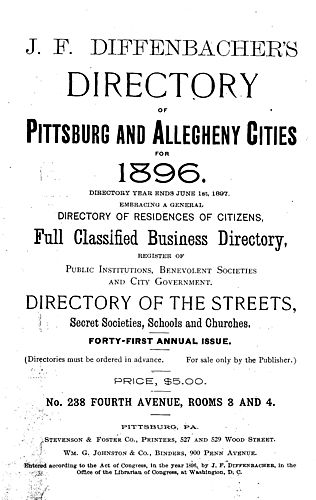 J.F. Diffenbacher's directory of Pittsburgh and Allegheny cities