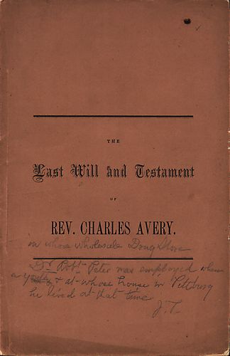last will and testament of Rev. Charles Avery