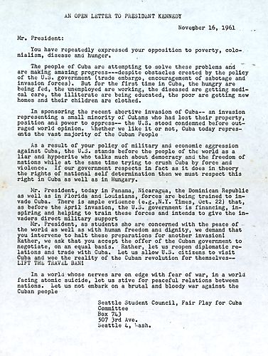 An Open Letter to President Kennedy