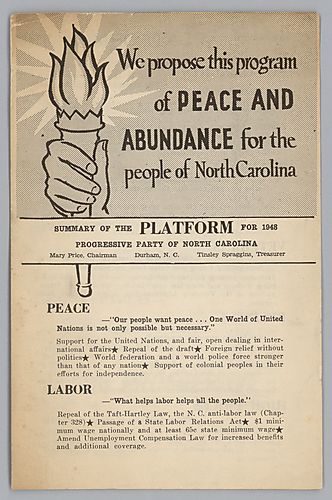 "We Propose this Program of Peace and Abundance for the People of North Carolina" Pamphlet