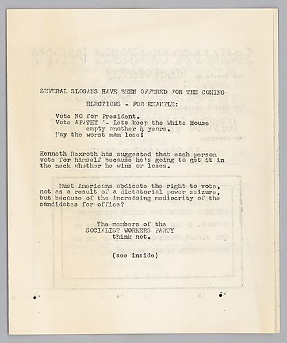 "A Public Forum for the Discussion of the Socialist Workers Party Program" Leaflet