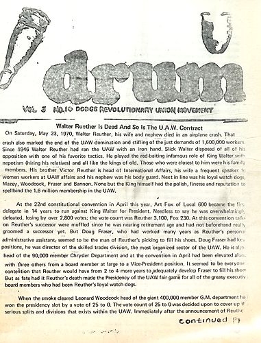 Drum: Walter Reuther is Dead and So is the U.A.W. Contract