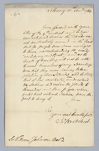 John Bradstreet to Sir William Johnson