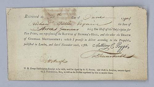 Richard Butler, Receipt signed by John Trumbull