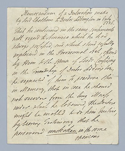 Declaration made by William Pitt to Doctor Addington