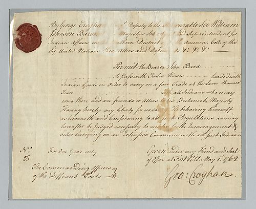 George Croghan, Permit for John Bard