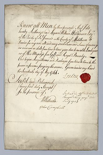 John Campbell, 4th Earl of Loudoun, Power of Attorney to William Wilkinson