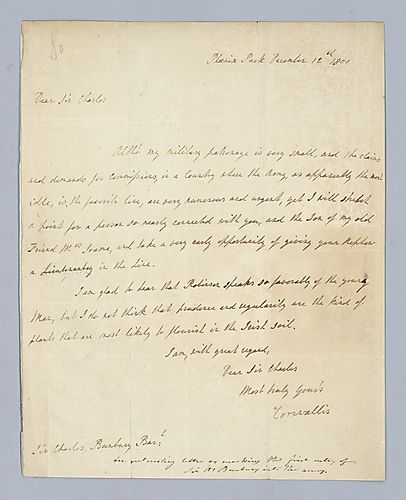 Lord Charles Cornwallis, 1st Marquis to Sir Charles Burbury