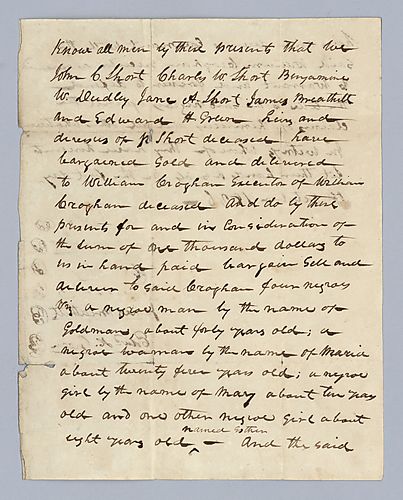 William Croghan Jr., Bill of sale for four Negroes