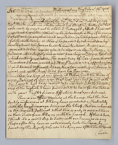 Robert Dinwiddie to Governor James DeLancey