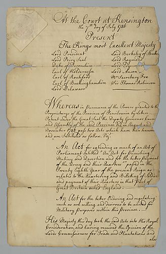 Great Britain Privy Council, Royal order repealing two acts of assembly of Pennsylvania