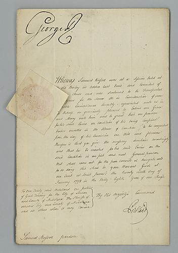 King George III, Pardon for Samuel Russell