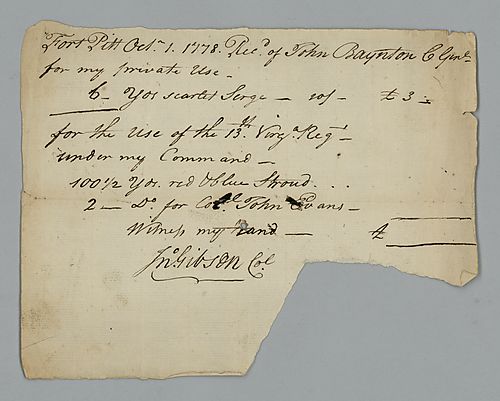 John Gibson, Receipt