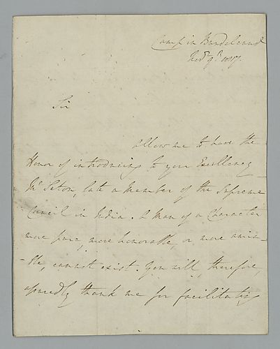 Francis Rawdon Hastings, 2nd Earl of Moira, to Sir Hudson Lowe