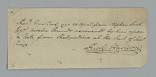Richard Harison, Receipt of payment