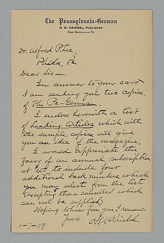 H. W. Kriebel to Alfred P. Lee