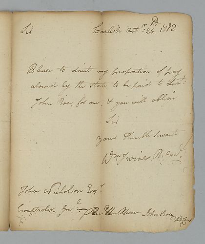 William Irvine to John Nicholson