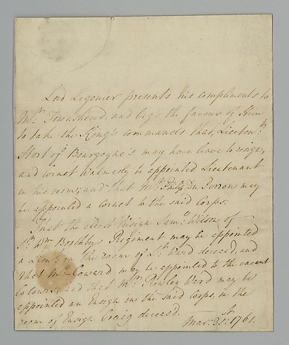 Earl John Ligonier to Charles Townshend