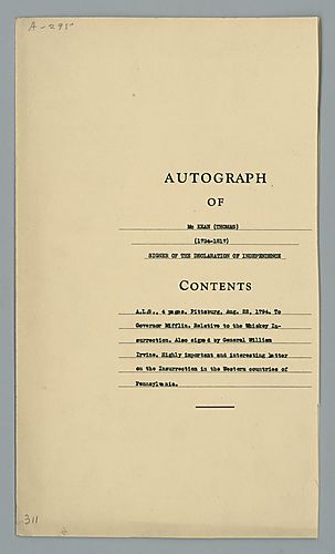 Thomas McKean and William Irvine to Governor Thomas Mifflin