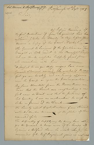 Hugh Mercer to Governor Denny, September 15, 1759