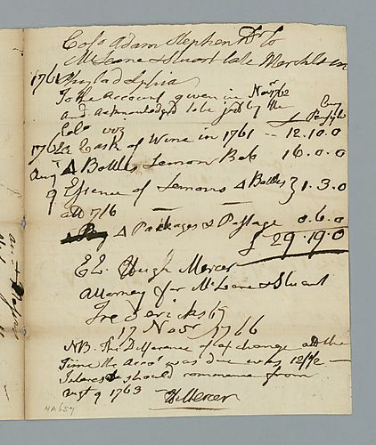 Hugh Mercer, Account with Adam Stephen