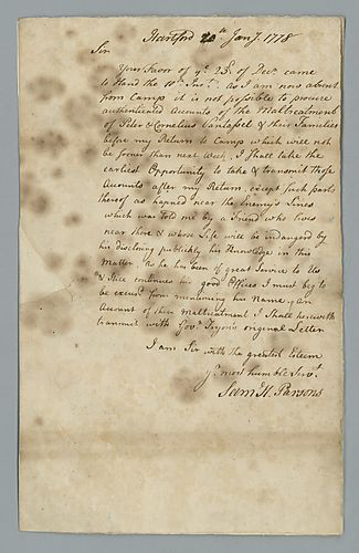 Samuel H. Parsons to Henry Laurens