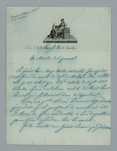Napoleon I to the minister of war [in French]