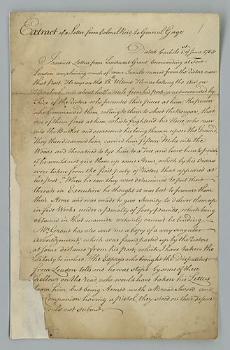 Colonel Reid to Thomas Gage, Extract of a letter