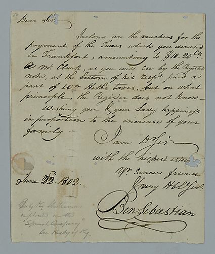 Benjamin Sebastian to William Croghan