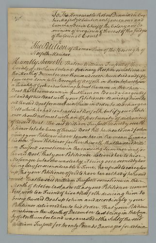 Thomas Price, Petition to Robert Dinwiddie