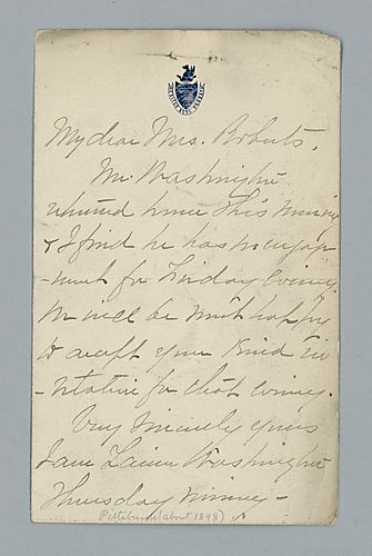 L-- Washington to Mrs. Roberts