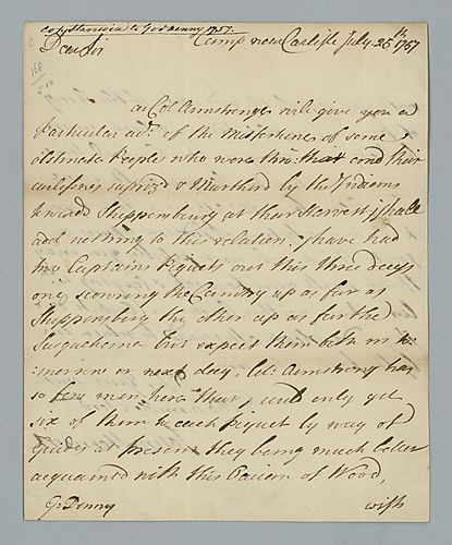John Stanwix to Governor William Denny