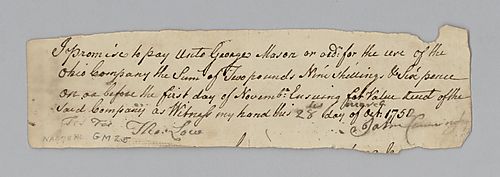 John Cunningham’s promise to repay George Mason and the Ohio Company