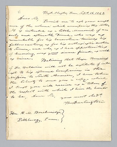 William Darlington to H. M. Brackenridge (LB# 27)