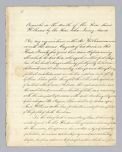 John Quincy Adams to H. M. Brackenridge (LB # 67)