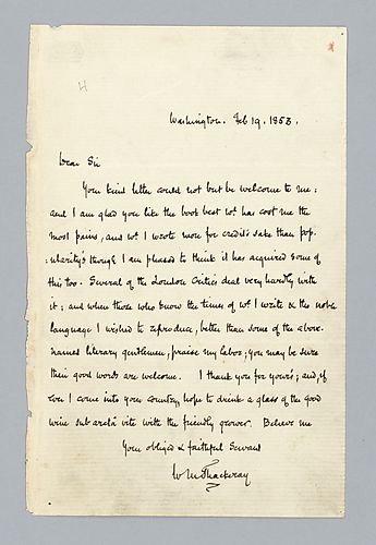 William Makepeace Thackeray to H. M. Brackenridge (LB# 04)